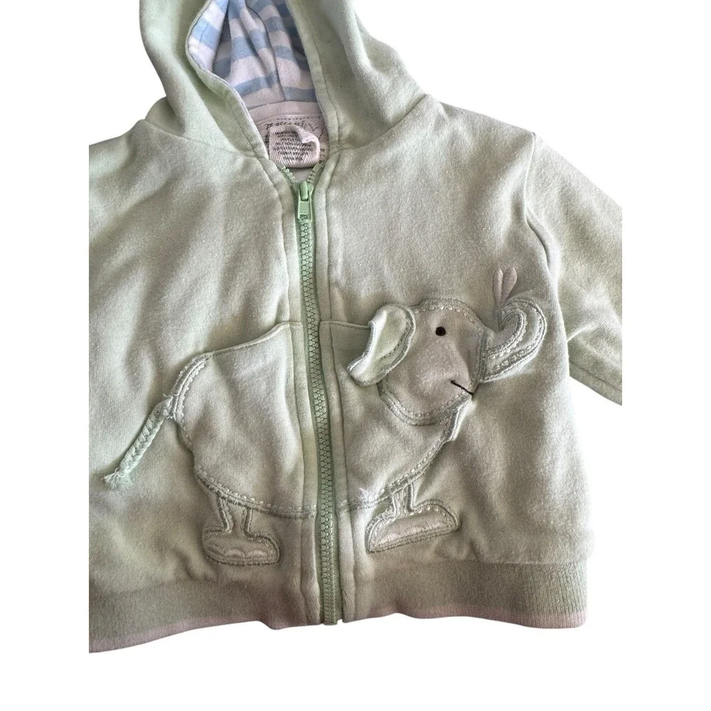 Baby Unisex Light Green Jacket‎ With Elephant 6-9 Months Messages From The Heart